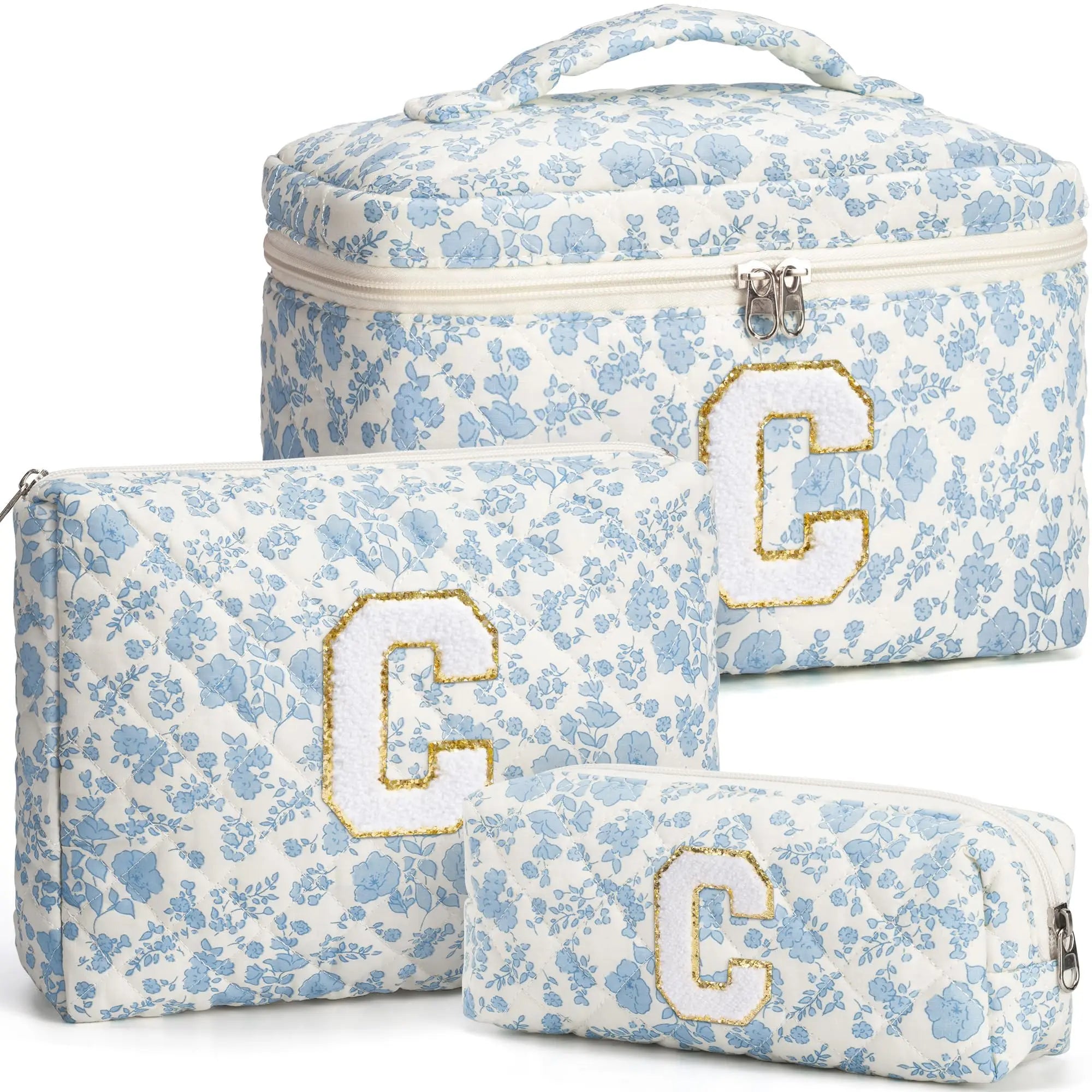 Cute Quilted Cotton Makeup Bag for Women Clean Vanilla Store