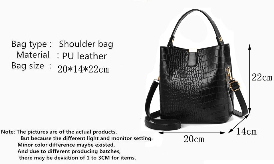 Yogodlns Retro Alligator Bucket Bags for Women Clean Vanilla Store