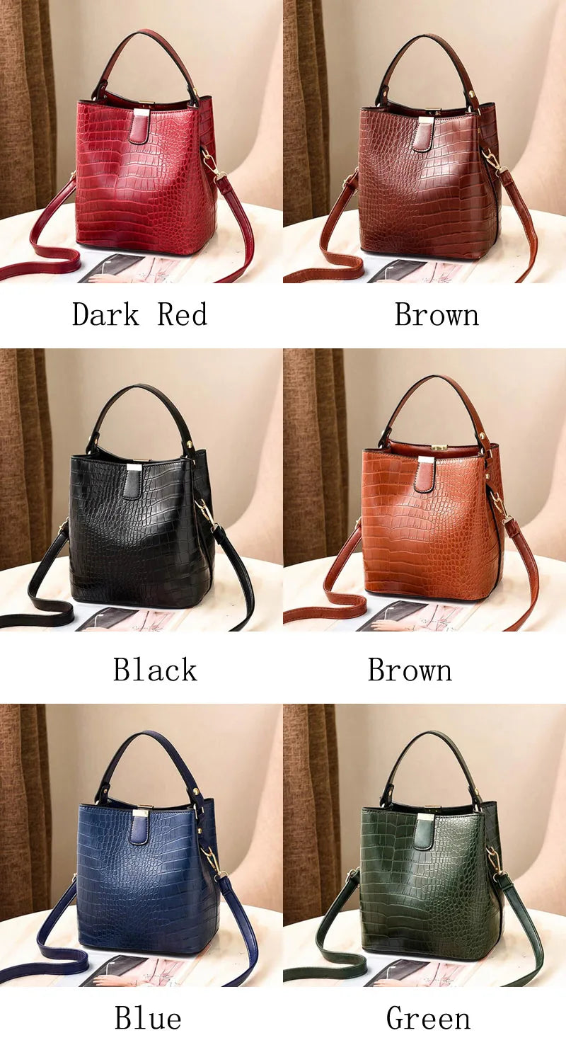 Yogodlns Retro Alligator Bucket Bags for Women Clean Vanilla Store
