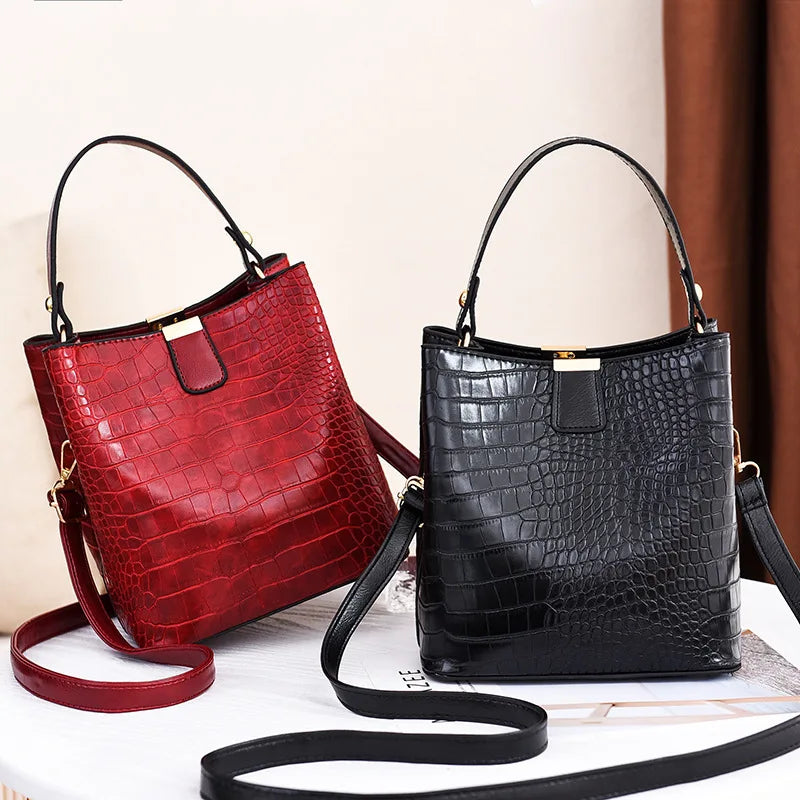 Yogodlns Retro Alligator Bucket Bags for Women Clean Vanilla Store