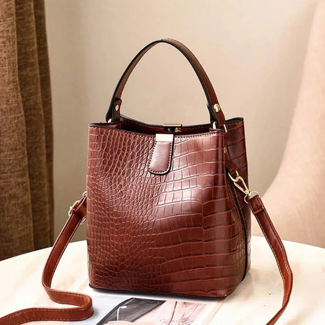 Yogodlns Retro Alligator Bucket Bags for Women Clean Vanilla Store