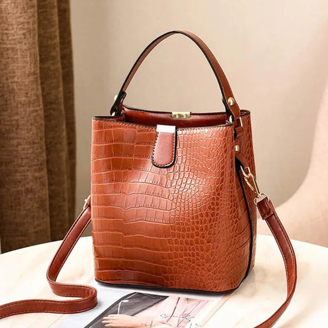 Yogodlns Retro Alligator Bucket Bags for Women Clean Vanilla Store