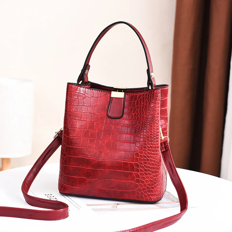 Yogodlns Retro Alligator Bucket Bags for Women Clean Vanilla Store