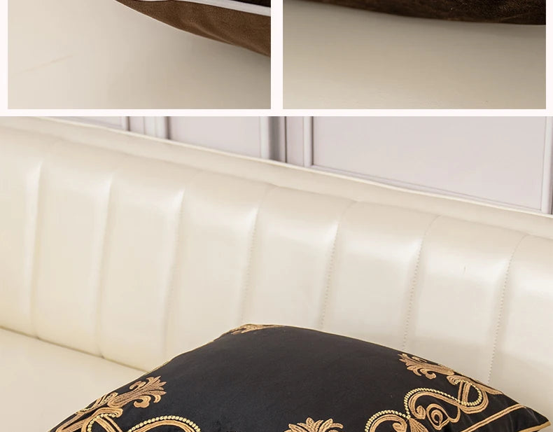 Luxury Embroidered Velvet Cushion Cover Navy Blue Brown Gray Clean Vanilla Store
