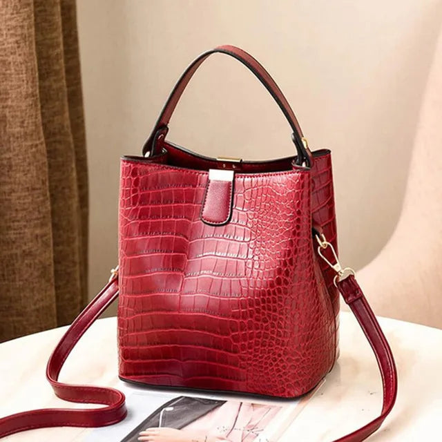 Yogodlns Retro Alligator Bucket Bags for Women Clean Vanilla Store