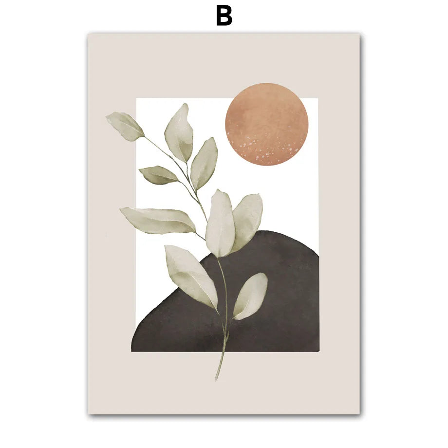 Bohemian Sun Leaf Geometry Canvas Prints - Set of 2 Clean Vanilla Store