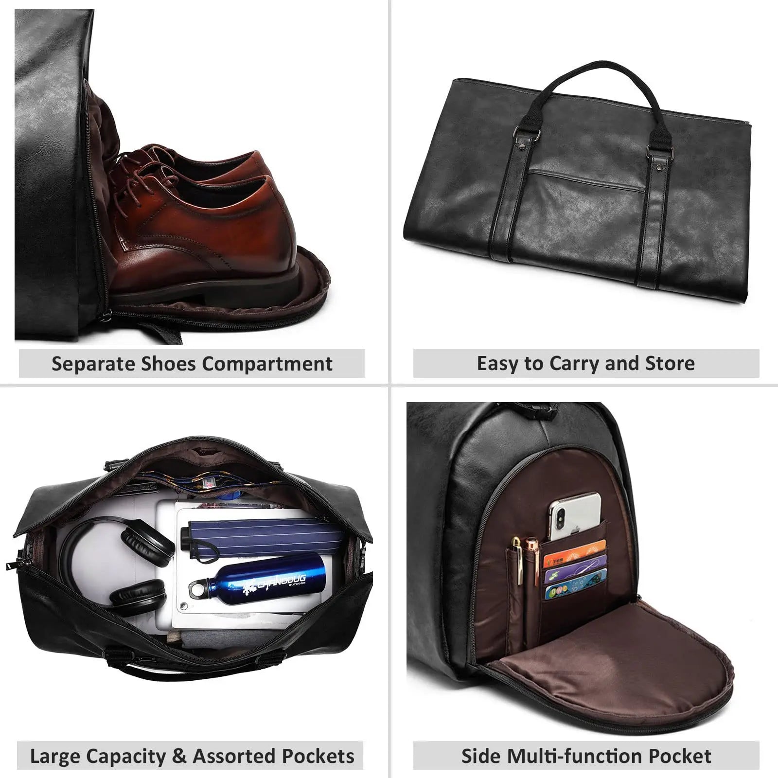 Geestock Large Capacity PU Suit Travel Bag With Pouch Clean Vanilla Store
