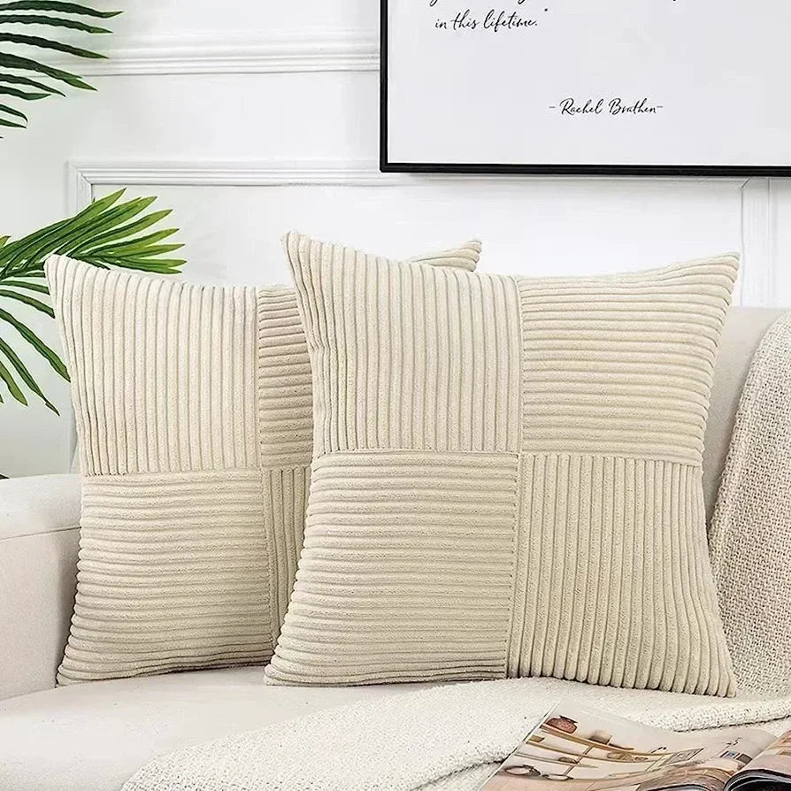 Green Luxury Corduroy Striped Cushion Covers 45x45CM Clean Vanilla Store