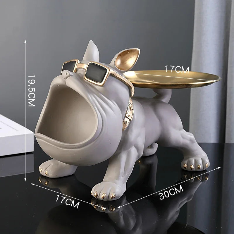 Charming 30cm Bulldog Figurine Dog Storage Box Clean Vanilla Store