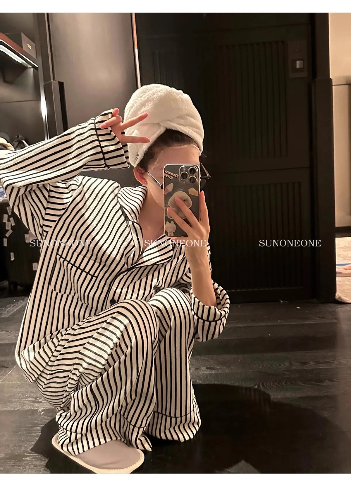 Luxury Striped Cotton Pajamas Women's Wide Leg Set Clean Vanilla Store