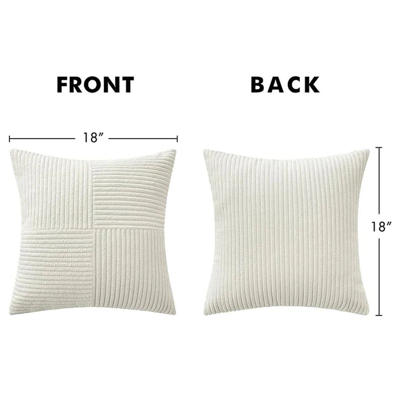 Green Luxury Corduroy Striped Cushion Covers 45x45CM Clean Vanilla Store