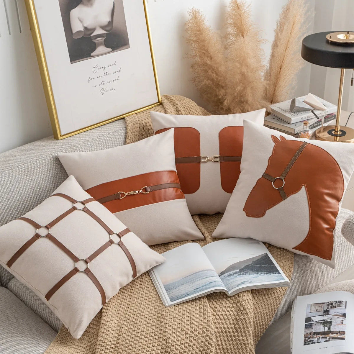 Luxury Creative Horse PU Leather Cushion Cover Clean Vanilla Store