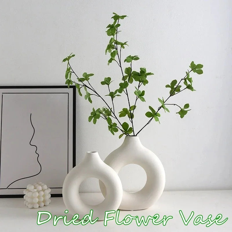 Imitation Ceramic Pure White Vase Donut Design Clean Vanilla Store