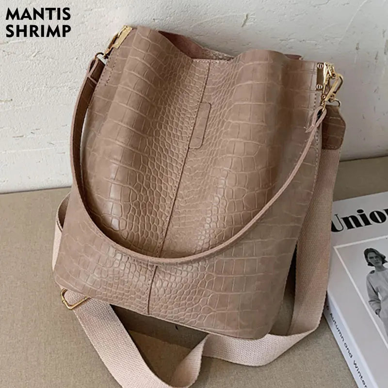 Vintage Crocodile Pattern Crossbody Bag for Women Clean Vanilla Store