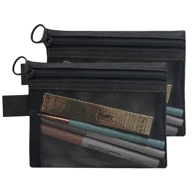 Mesh Clear Cosmetic Bags - Portable Organizer 1/3pcs Clean Vanilla Store