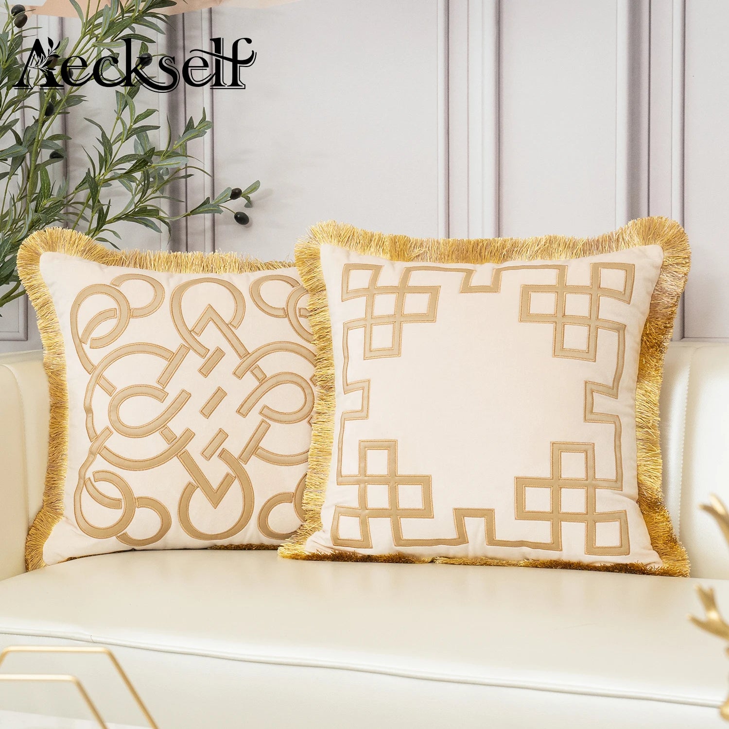Luxury Gold Velvet Cushion Cover with Tassel Clean Vanilla Store