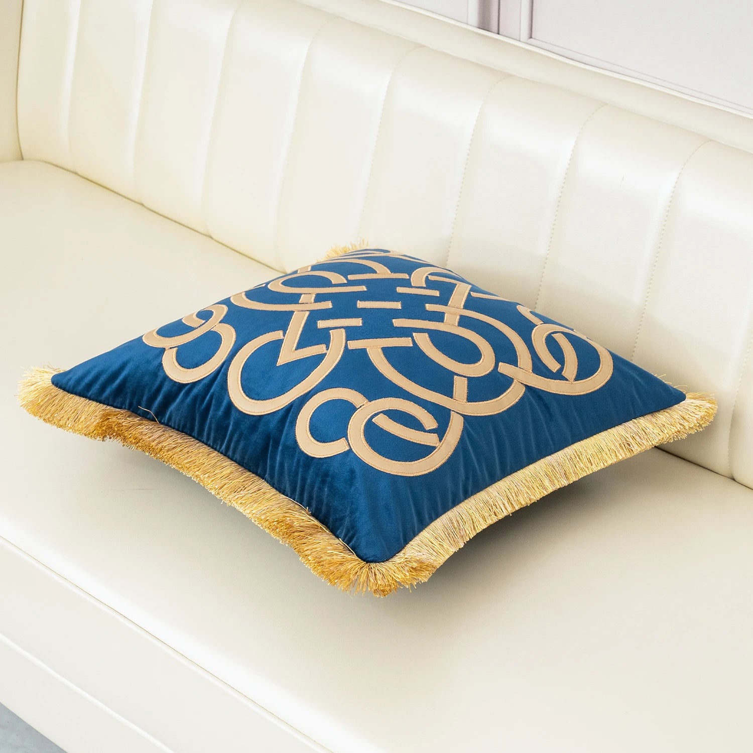 Luxury Gold Velvet Cushion Cover with Tassel Clean Vanilla Store