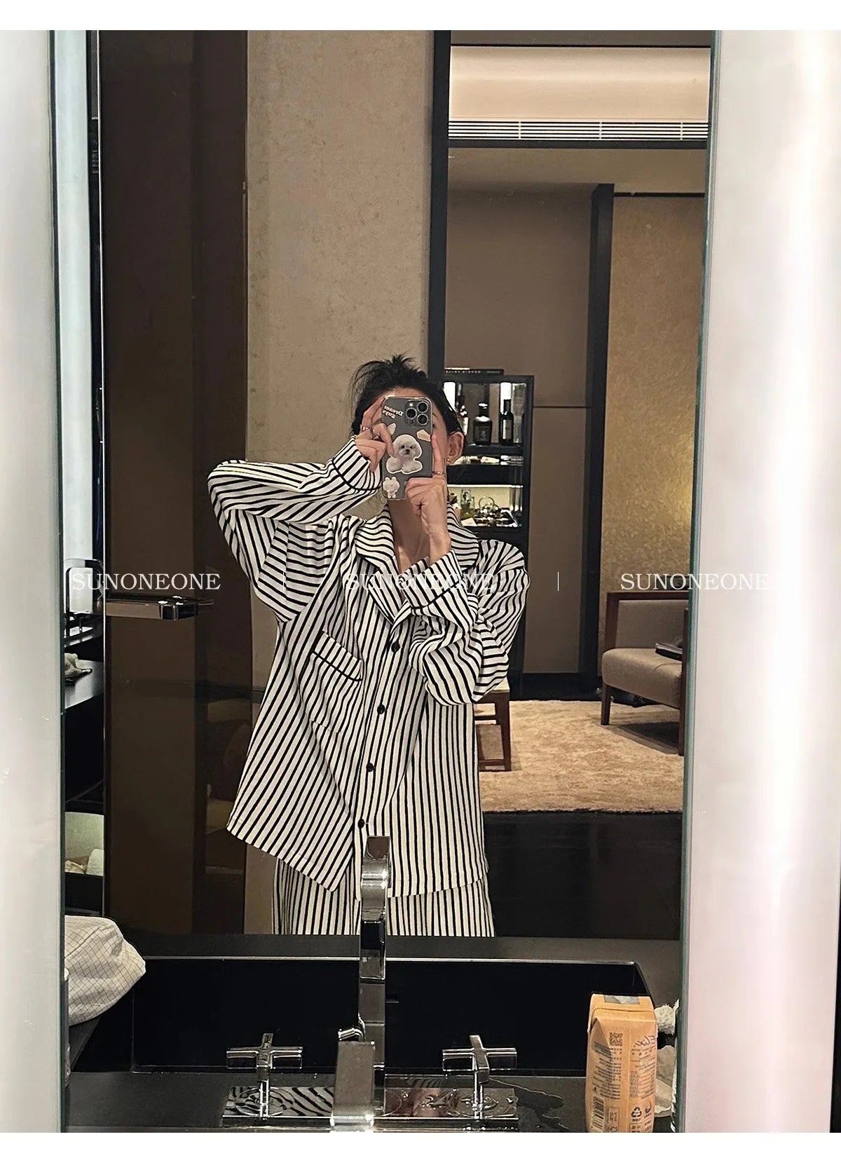 Luxury Striped Cotton Pajamas Women's Wide Leg Set Clean Vanilla Store