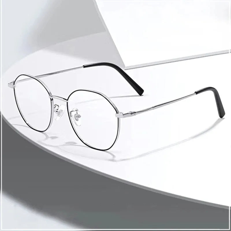 Metal Round Anti Blue Light Glasses Classic Style Clean Vanilla Store