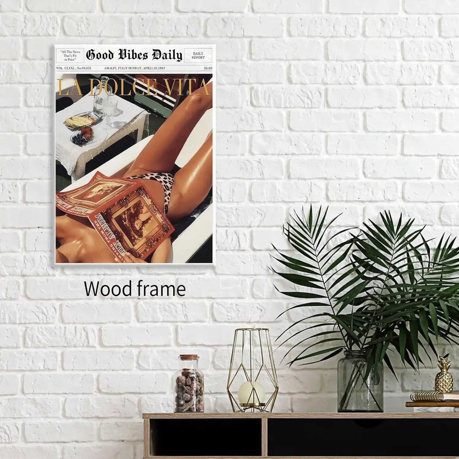 Vintage Trendy Newspaper Wall Art Canvas Decor Clean Vanilla Store