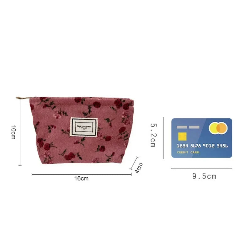 New Small Women's Cosmetic Bag with Floral Design Clean Vanilla Store