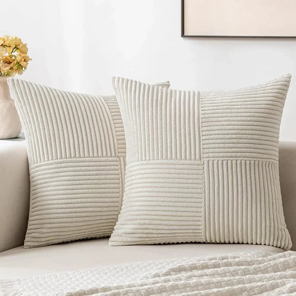 Green Luxury Corduroy Striped Cushion Covers 45x45CM Clean Vanilla Store
