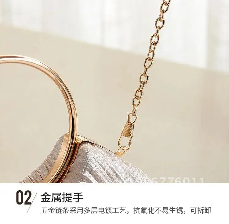 Women Satin Evening Top Handle Handbags - Party Bags Clean Vanilla Store