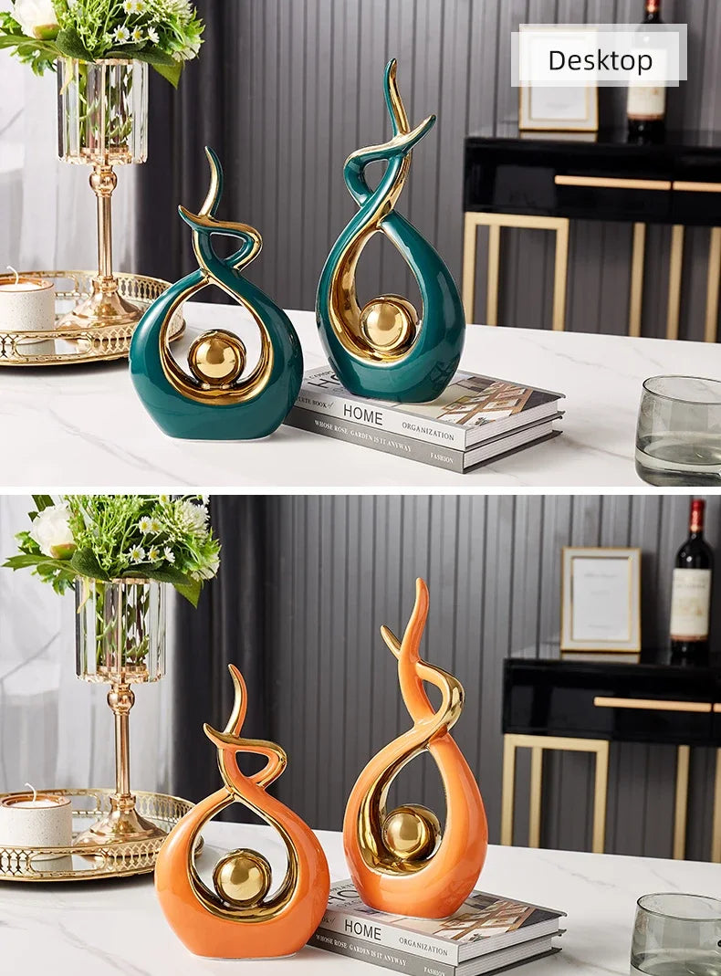 Light Luxury Modern Ceramic Abstract Sculpture Clean Vanilla Store