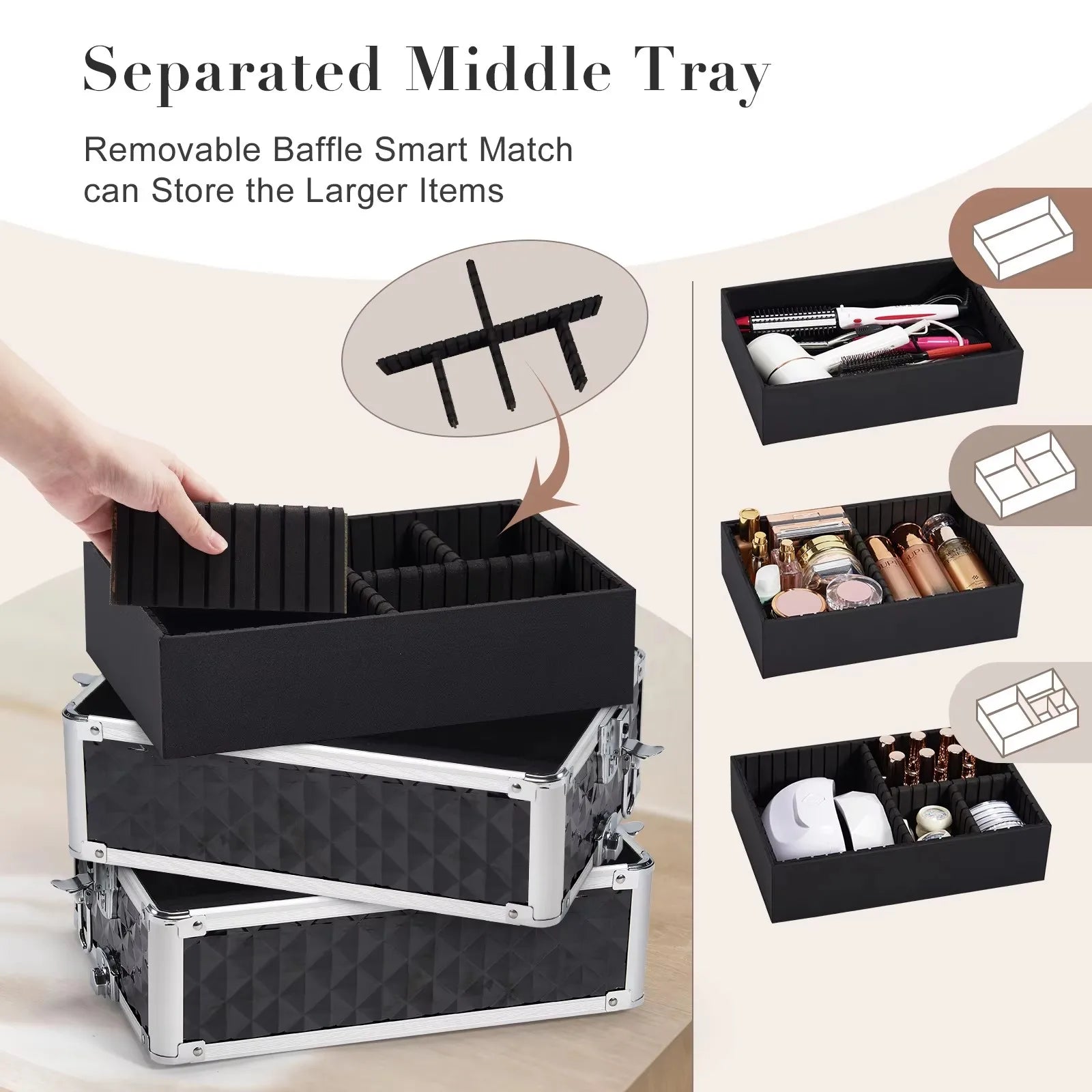 Detachable 4 in 1 Makeup Trolley Case on Wheels Clean Vanilla Store