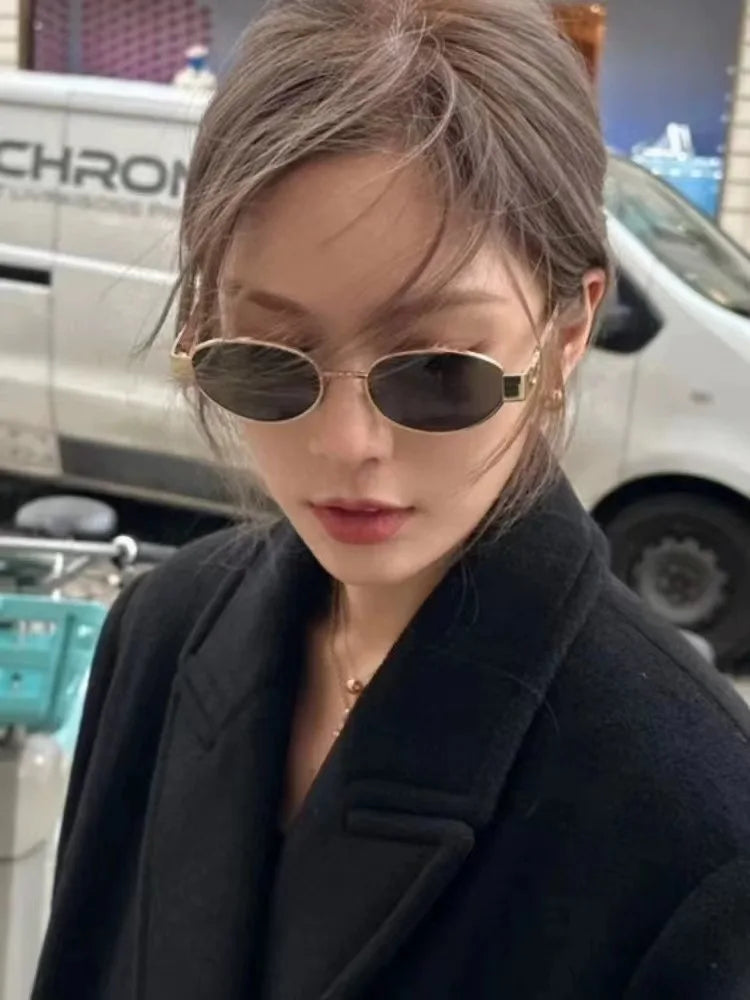 Stylish Unisex Oval Sunglasses Retro Shades for Summer Fun Clean Vanilla Store