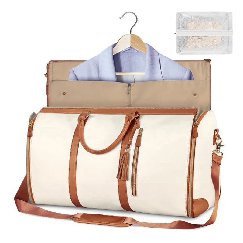 Large PU Leather Foldable Travel Duffel Bag Clean Vanilla Store