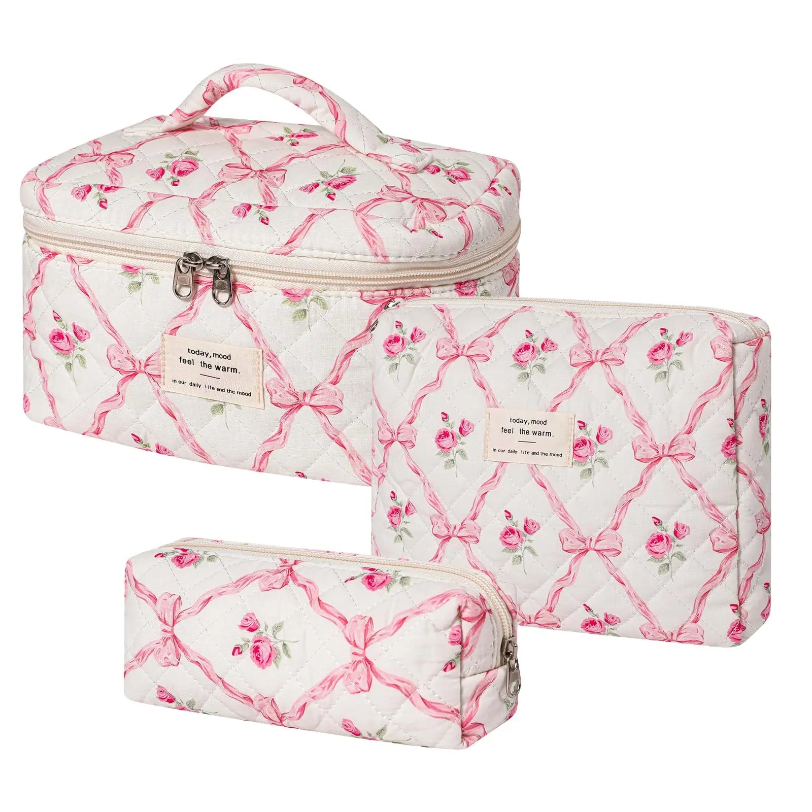 Cute Quilted Cotton Makeup Bag for Women Clean Vanilla Store