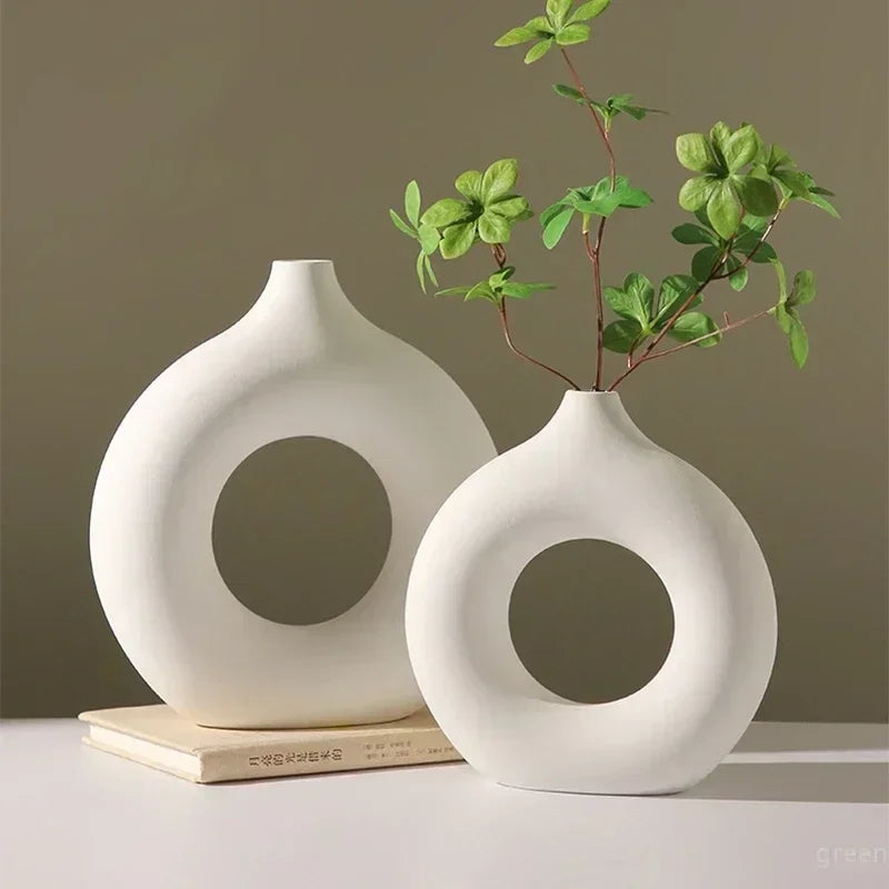 Imitation Ceramic Pure White Vase Donut Design Clean Vanilla Store