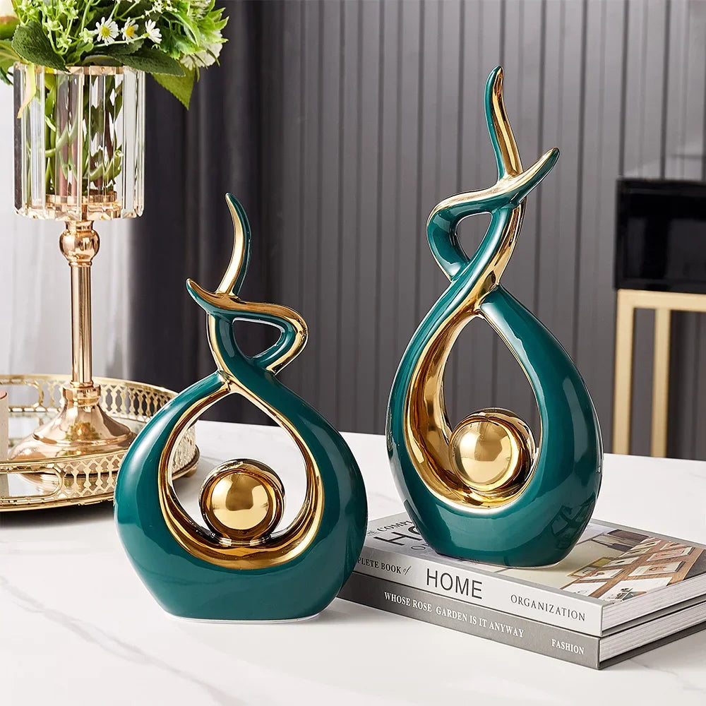 Light Luxury Modern Ceramic Abstract Sculpture Clean Vanilla Store