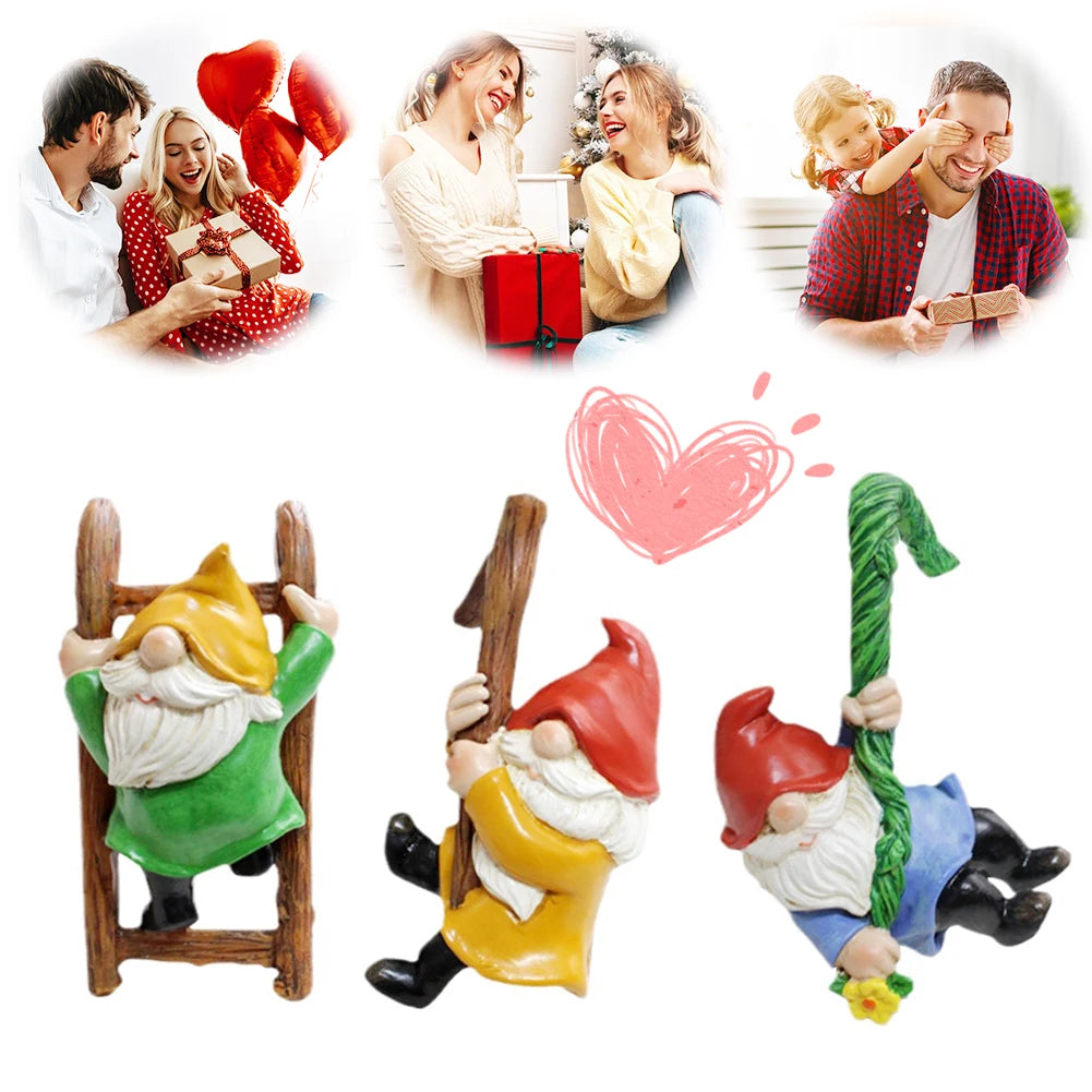 Whimsical 3Pcs Dwarf Pendant Statues for Gardens Clean Vanilla Store