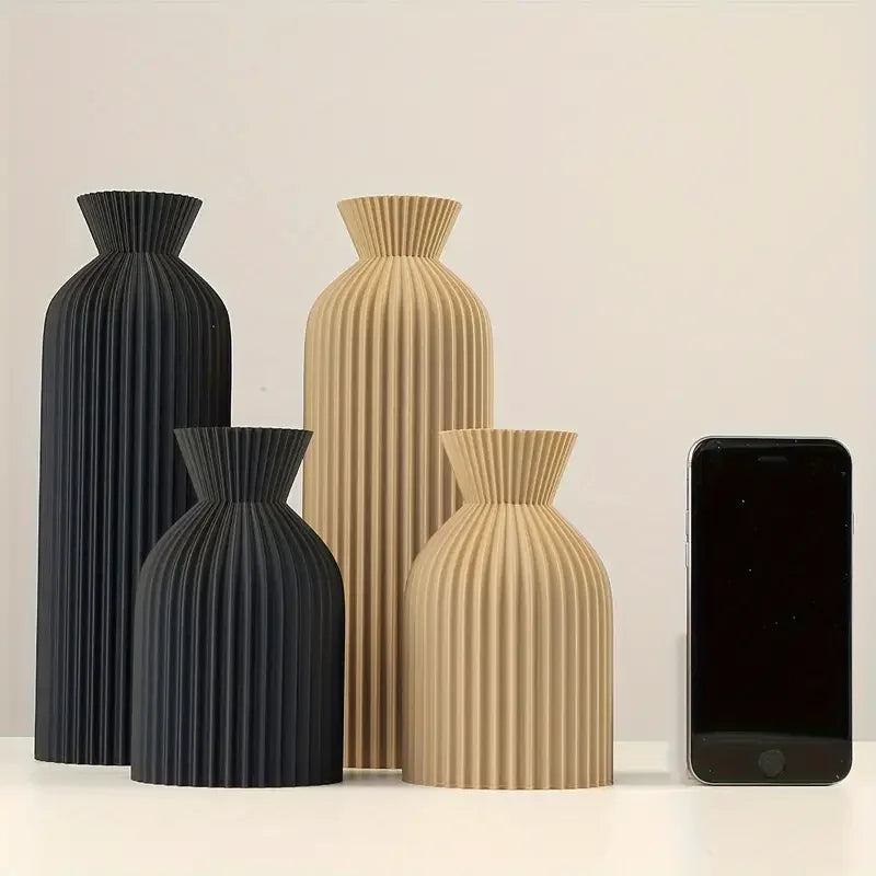 Elegant Black Plastic Vase - Boho Chic Centerpiece Clean Vanilla Store