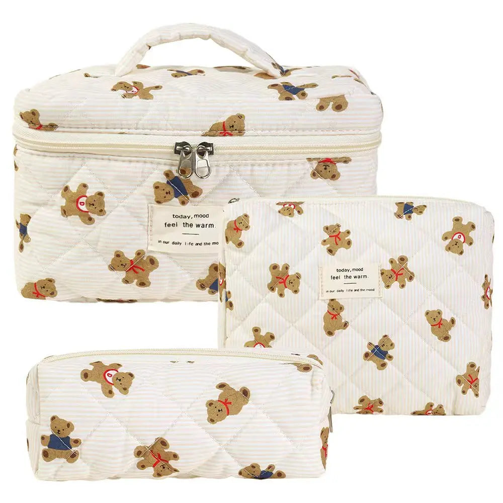 Cute Quilted Cotton Makeup Bag for Women Clean Vanilla Store