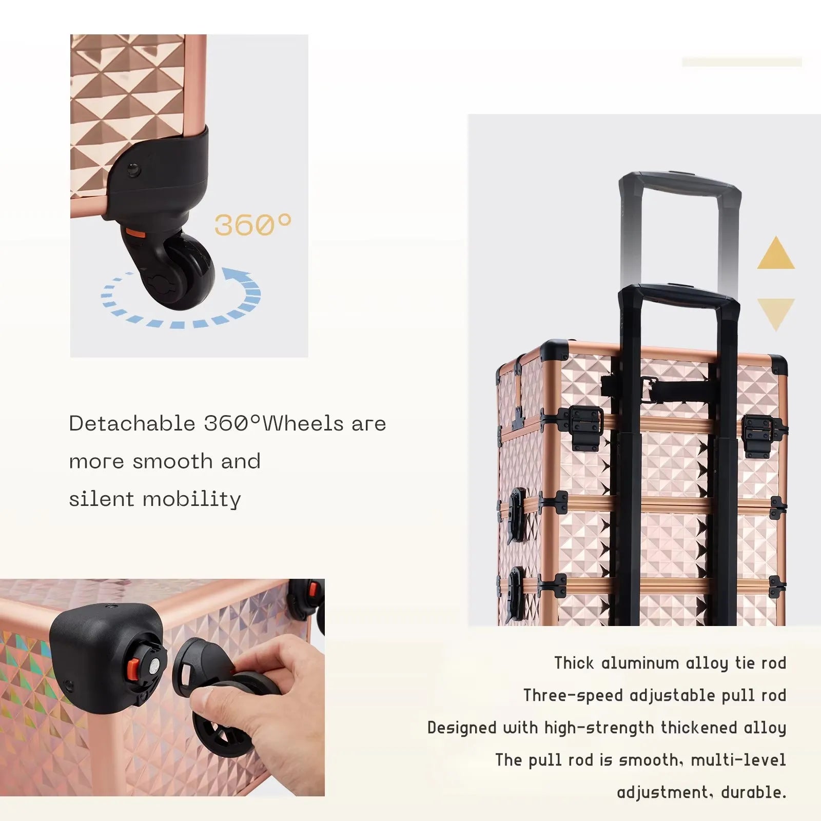 Detachable 4 in 1 Makeup Trolley Case on Wheels Clean Vanilla Store