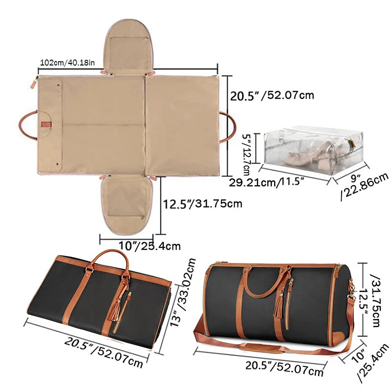 Large PU Leather Foldable Travel Duffel Bag Clean Vanilla Store