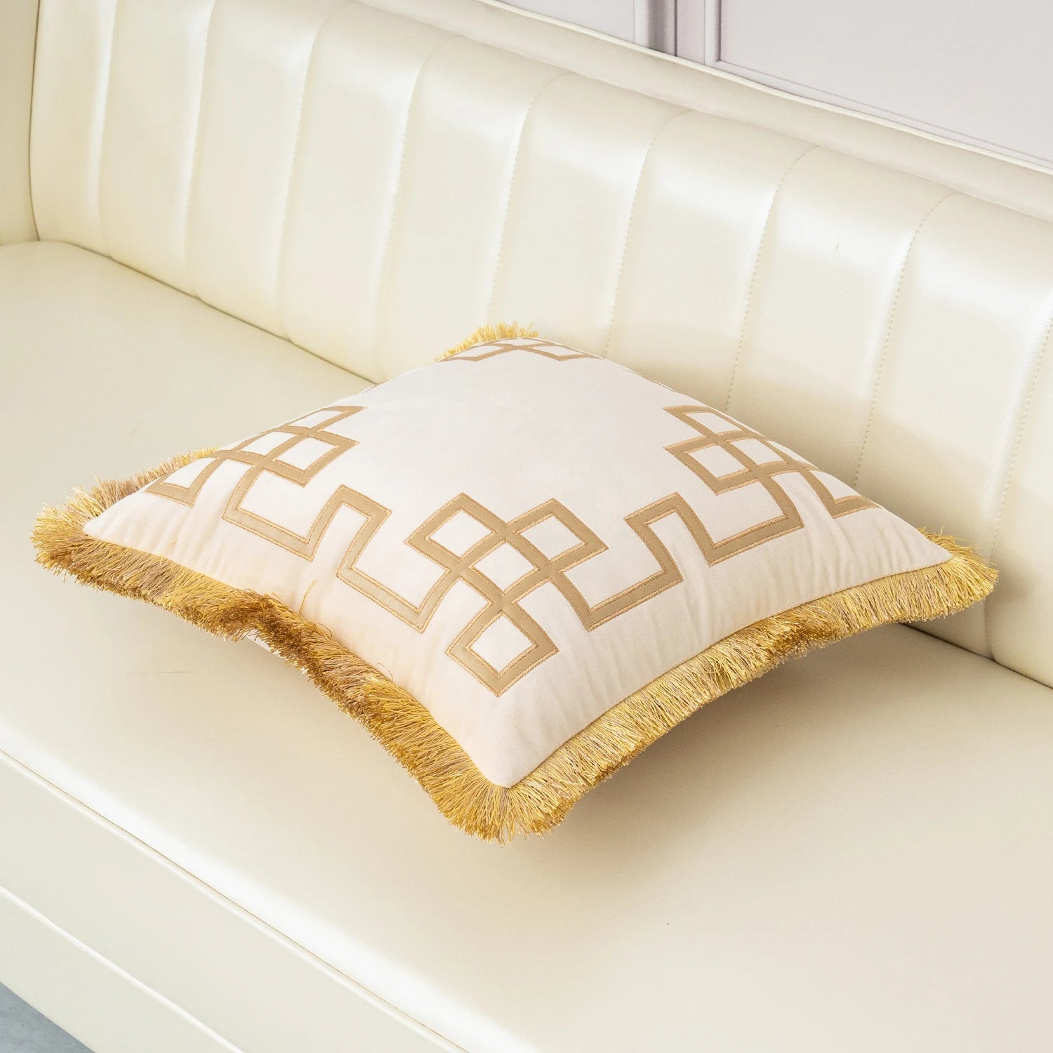 Luxury Gold Velvet Cushion Cover with Tassel Clean Vanilla Store