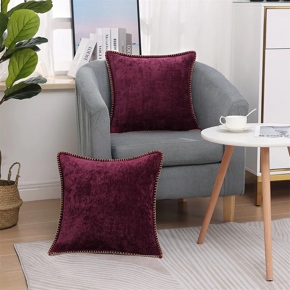 Olanly Chenille Cushion Cover 40x40cm Soft Luxury Clean Vanilla Store