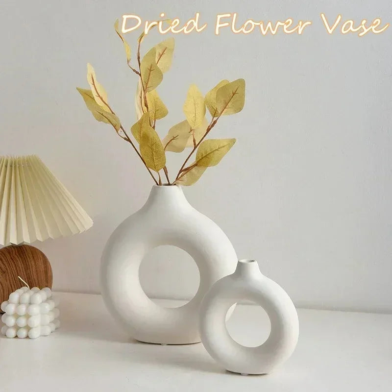 Imitation Ceramic Pure White Vase Donut Design Clean Vanilla Store