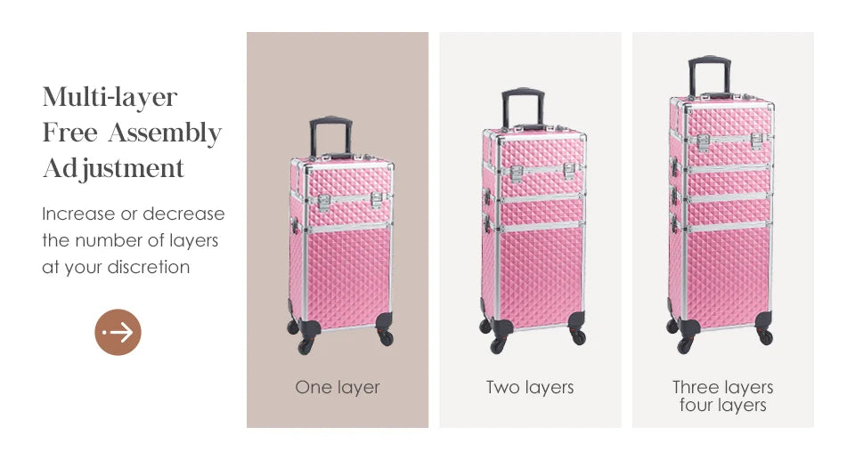 Detachable 4 in 1 Makeup Trolley Case on Wheels Clean Vanilla Store