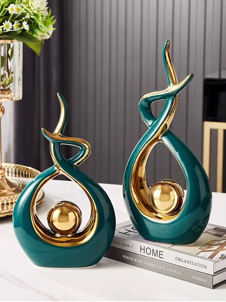 Light Luxury Modern Ceramic Abstract Sculpture Clean Vanilla Store