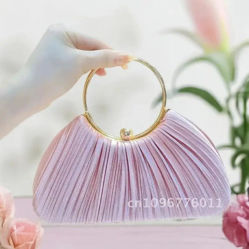 Women Satin Evening Top Handle Handbags - Party Bags Clean Vanilla Store