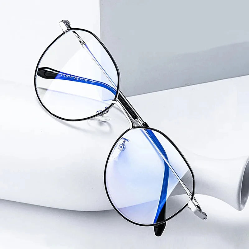 Metal Round Anti Blue Light Glasses Classic Style Clean Vanilla Store