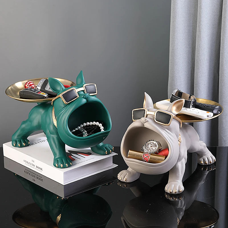 Charming 30cm Bulldog Figurine Dog Storage Box Clean Vanilla Store