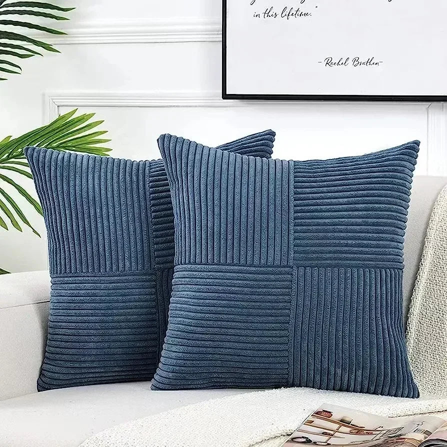 Green Luxury Corduroy Striped Cushion Covers 45x45CM Clean Vanilla Store