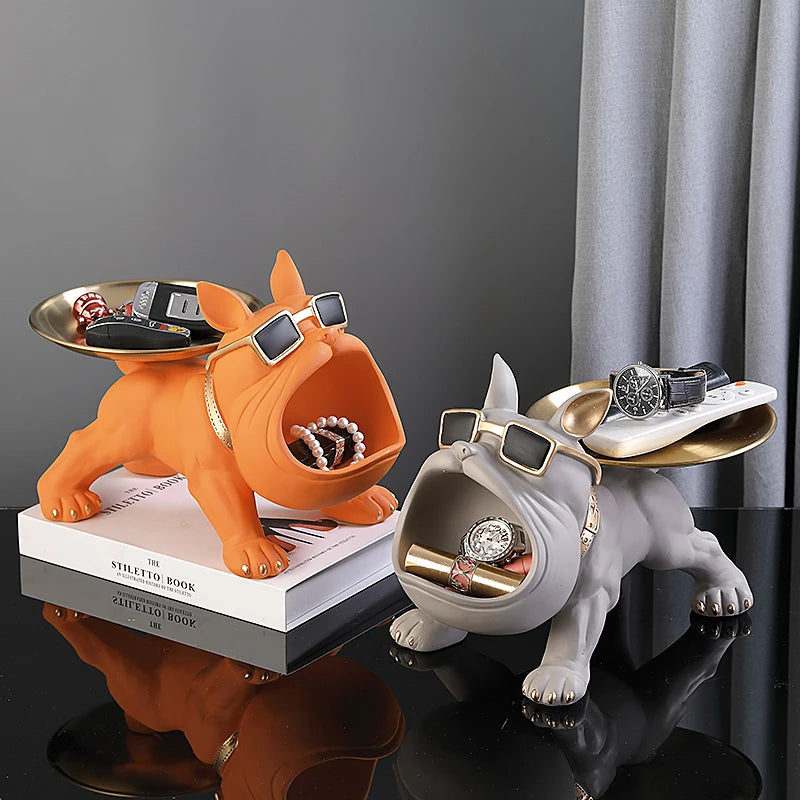 Charming 30cm Bulldog Figurine Dog Storage Box Clean Vanilla Store