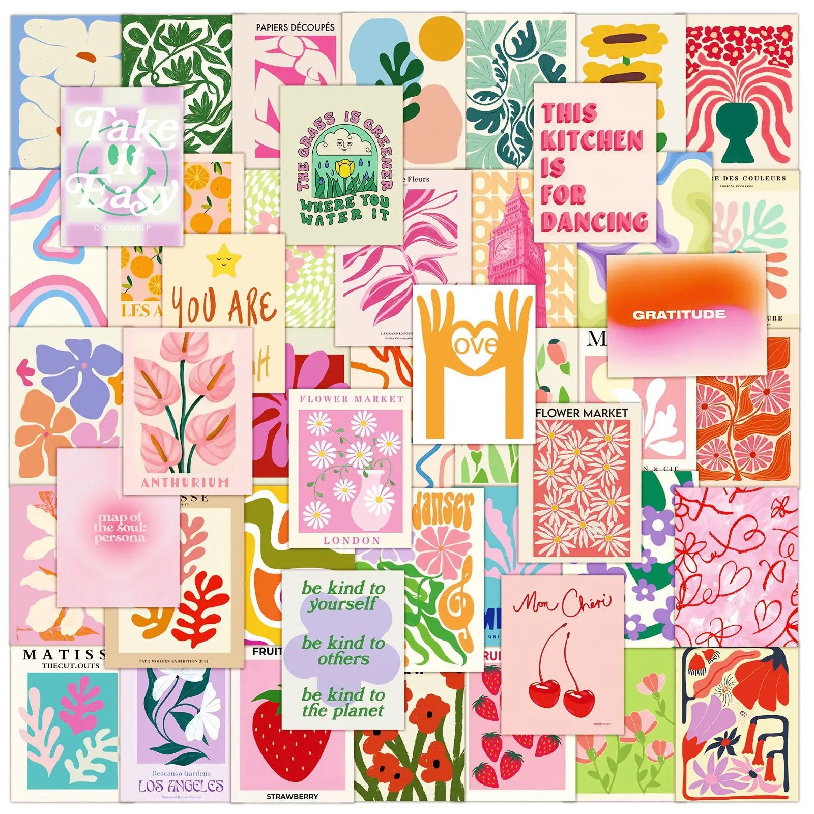 50pcs Inspirational Text Graffiti Stickers Pack Clean Vanilla Store